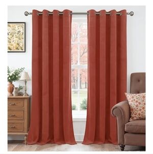 NWT Rust Velvet Curtains for Living Room 84" Length, Burnt Orange Terracotta